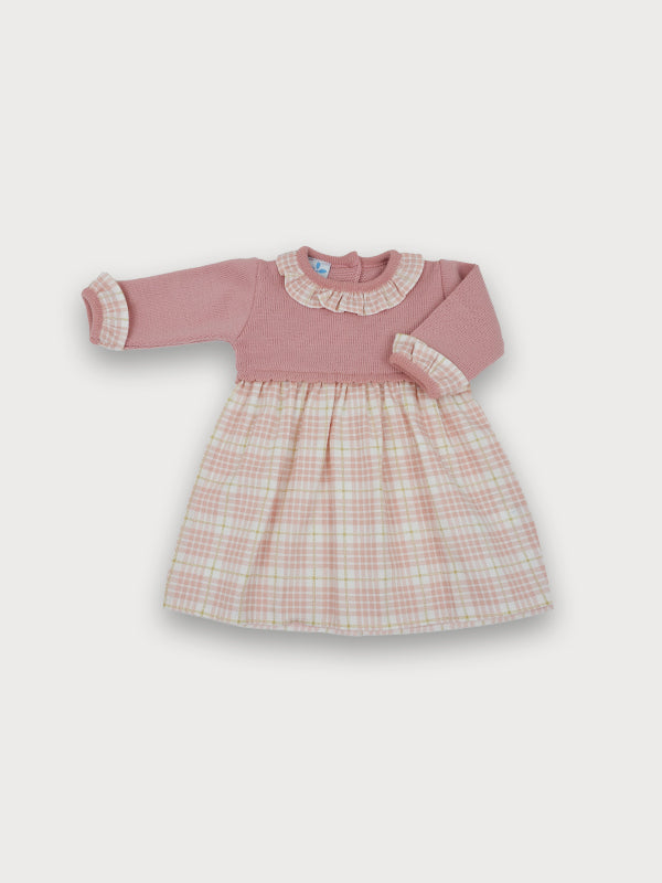 Sardon Pink Knit Check Dress