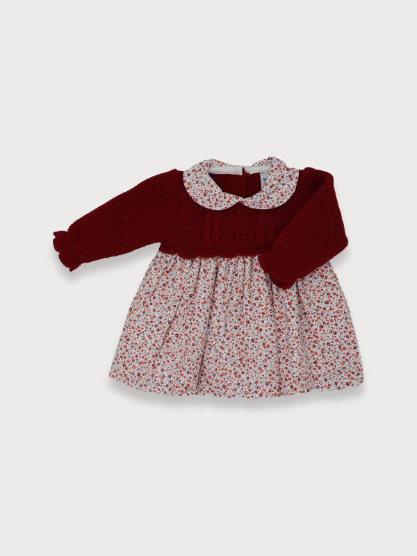 Sardon Red Knit Floral Dress