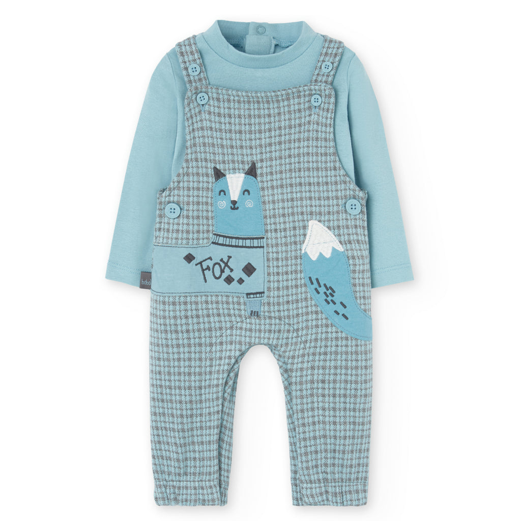 Boboli Print Fox Dungarees Set