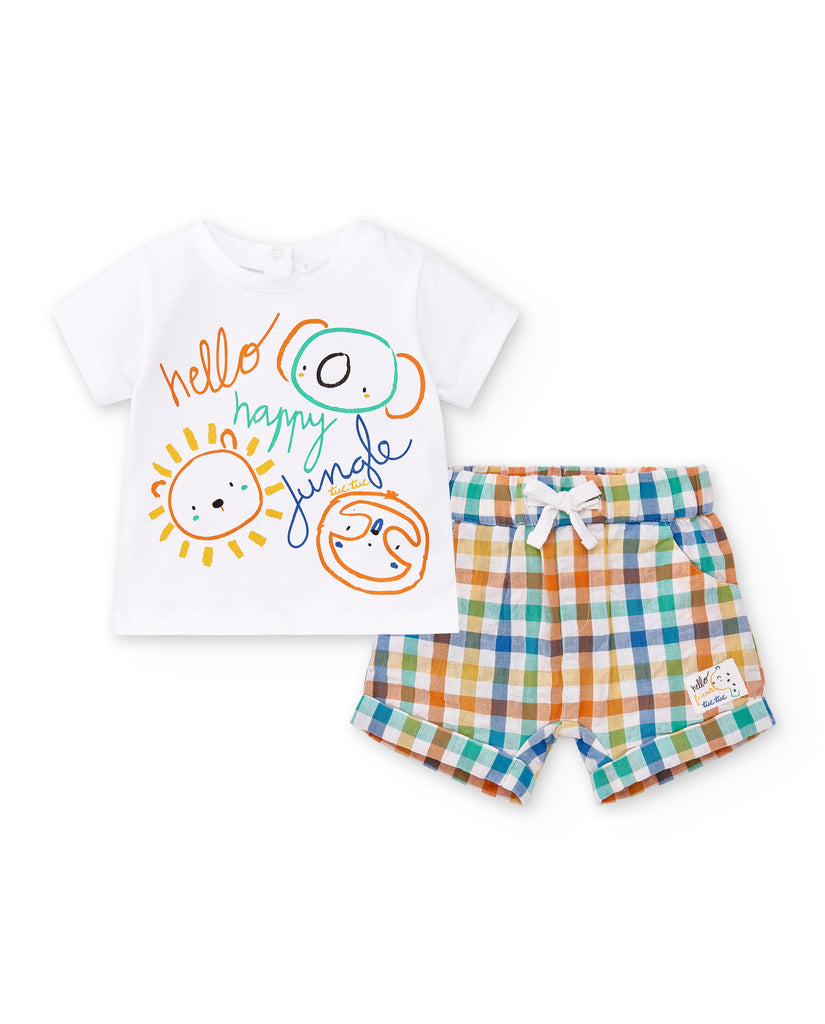 Tuctuc Animal Life Check Shorts & T-Shirt Set