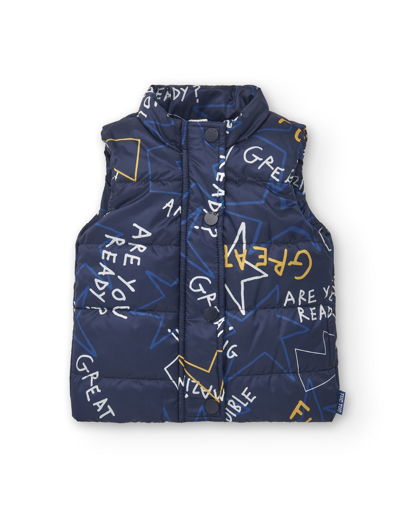 Tuctuc Navy Boom Print Gilet