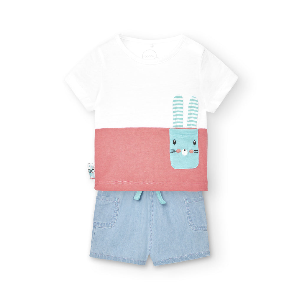 Boboli Bunny Print T-Shirt & Shorts Set