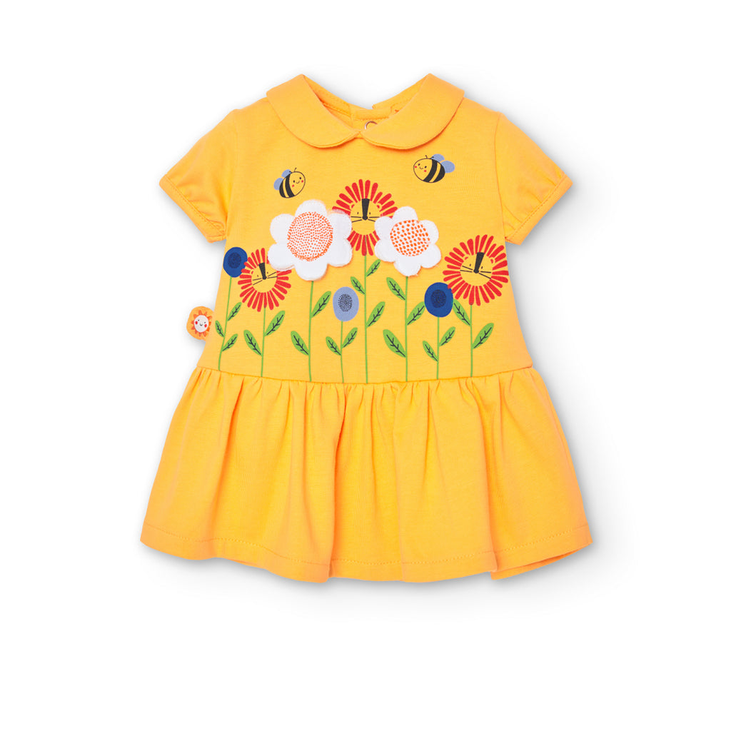 Boboli Summer Floral Detail Yellow Dress