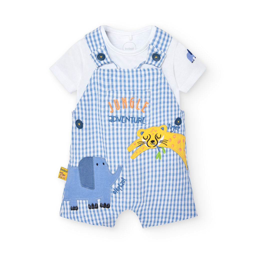 Boboli Jungle Adventure Gingham Dungarees Set