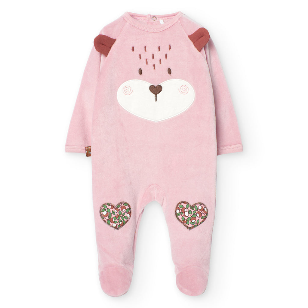 Boboli Flamingo Pink Velour Teddy Babygrow