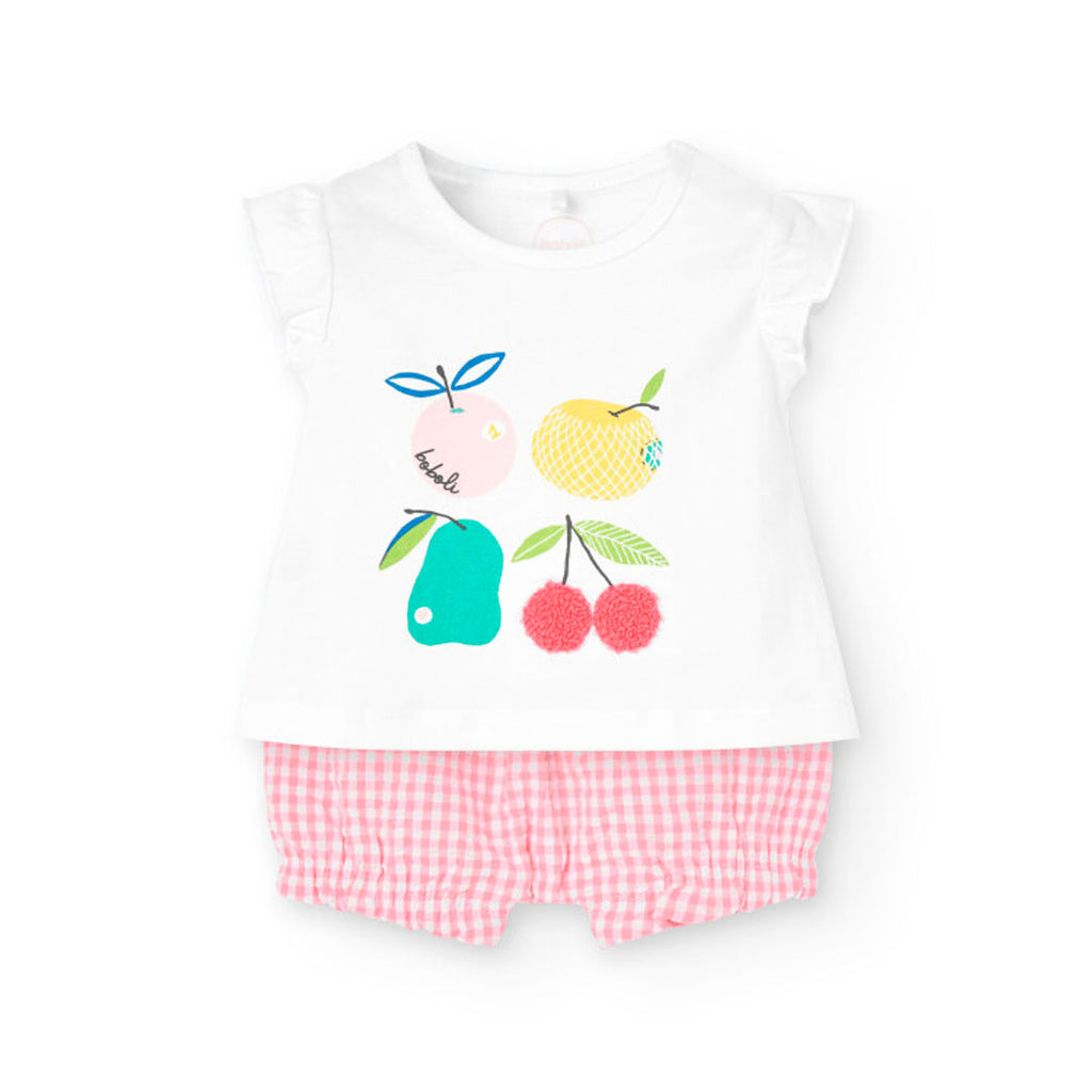 Boboli Pink Check Shorts & T-Shirt Set