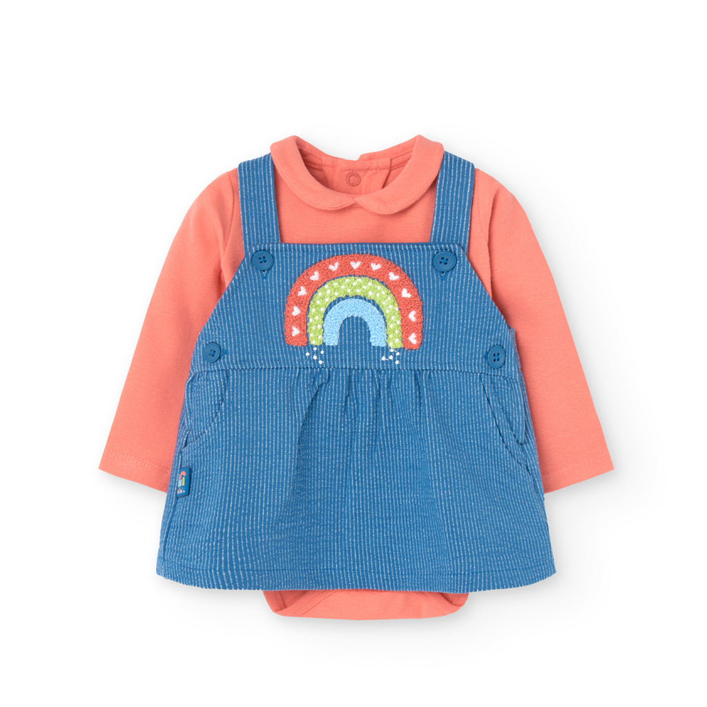 Boboli Denim Rainbow Dungaree & Top Set