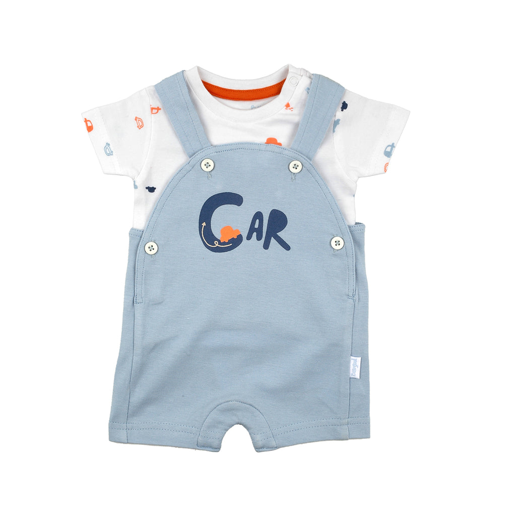 Babybol Car Print Dungaree Set