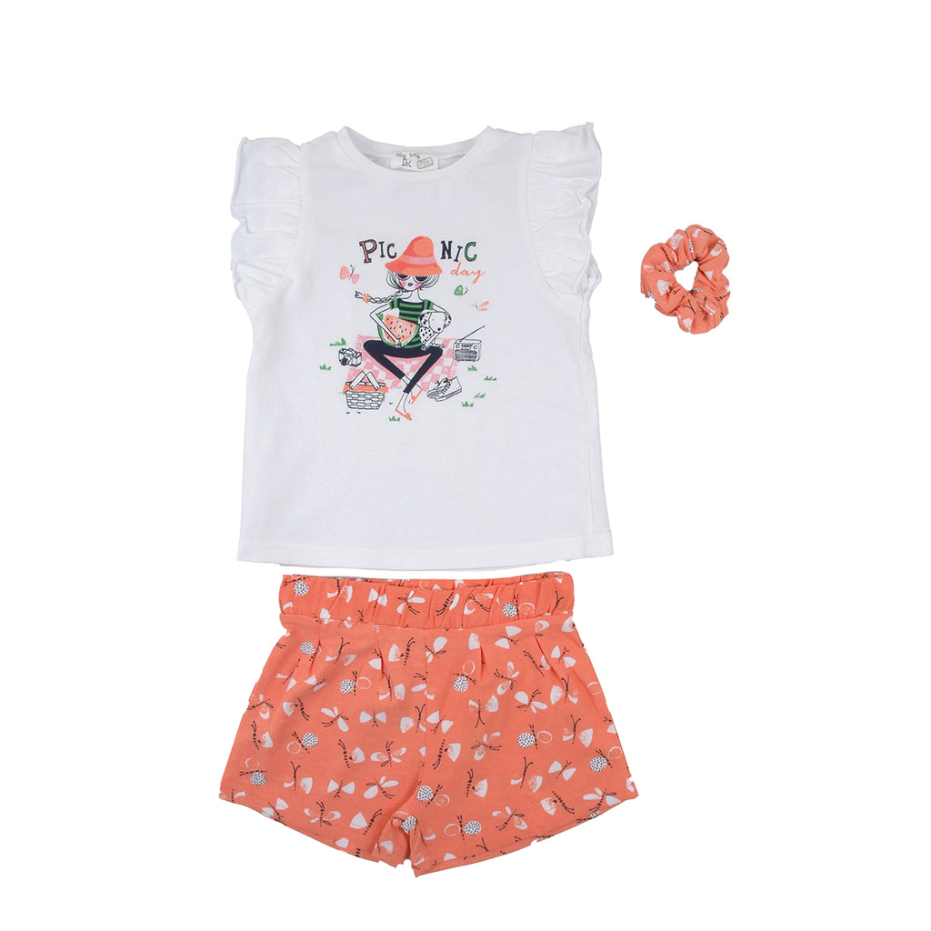 Babybol Picnic Shorts, T-Shirt & Scrunchie Set