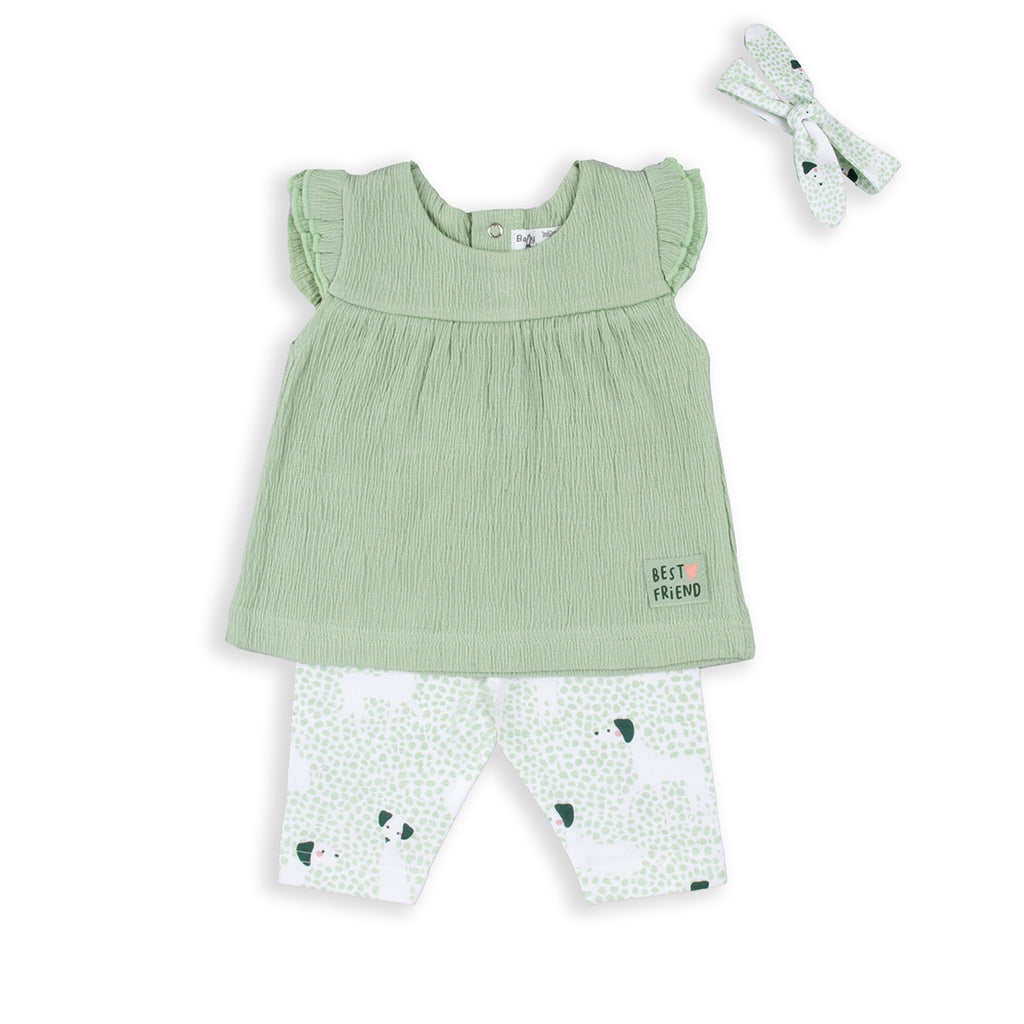 Babybol Green Print Leggings & Top Set