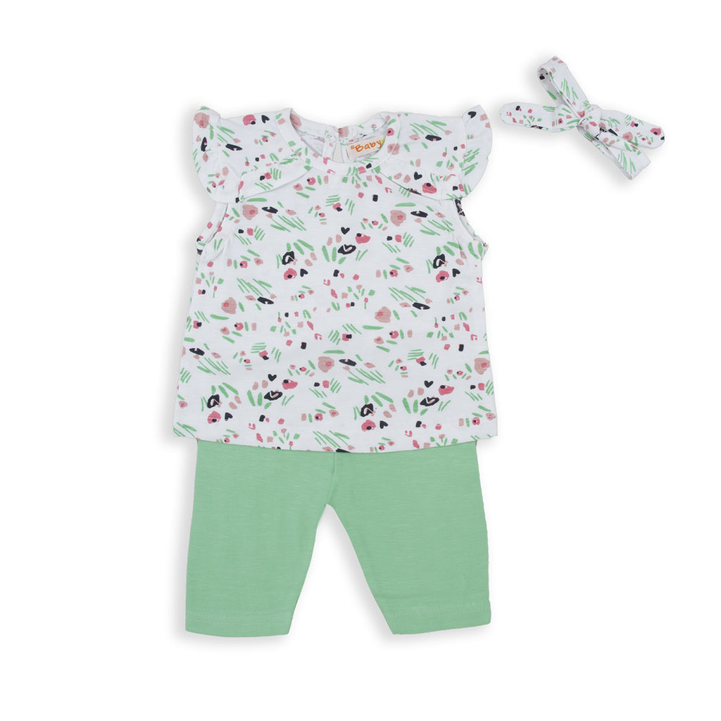 Babybol Floral, T-Shirt, Legging & Hairband Set