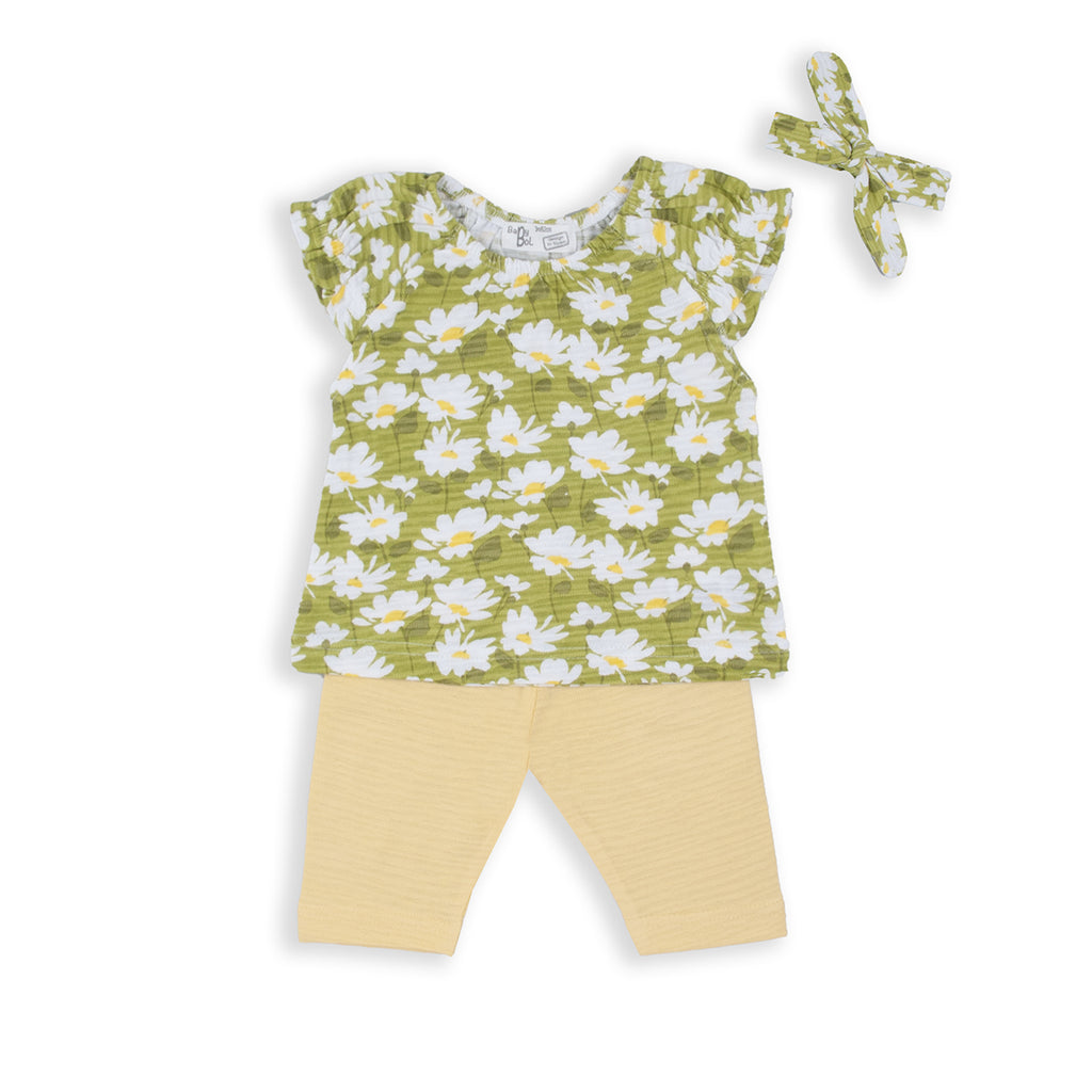 Babybol Daisy Print T-Shirt, Leggings & Hairband Set