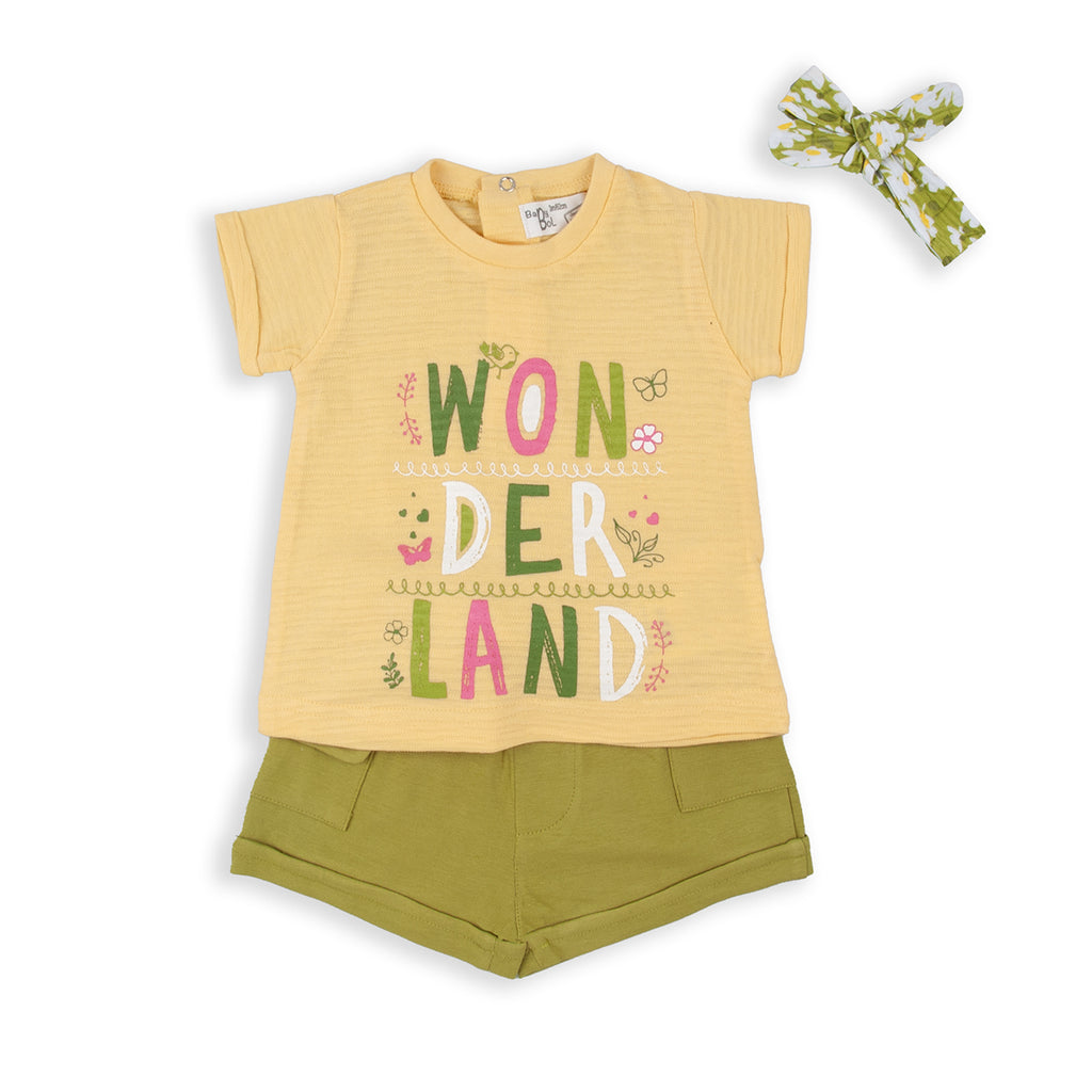 Babybol Wonderland Shorts, T-Shirt & Headband Set