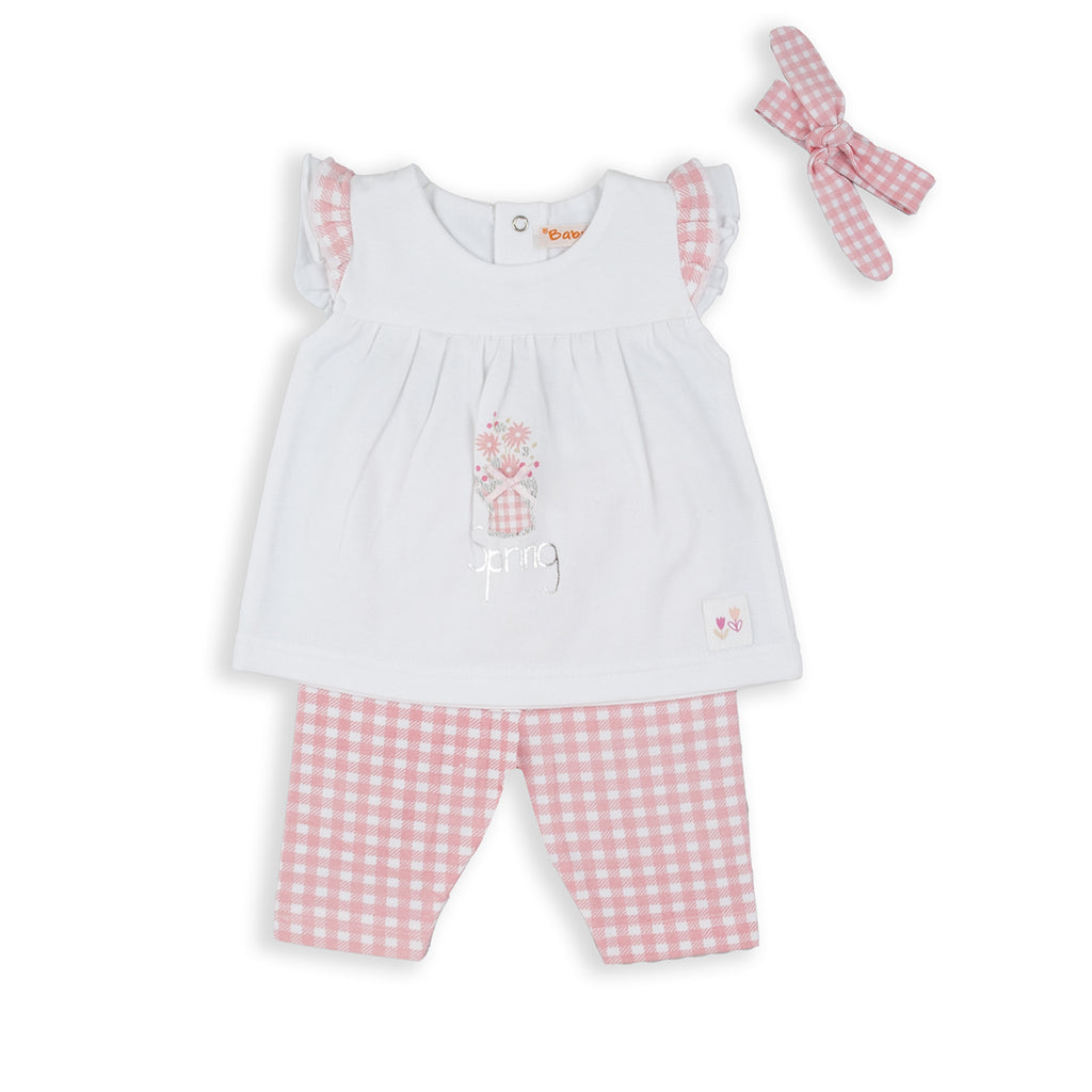 Babybol Gingham Leggings, T-Shirt & Headband