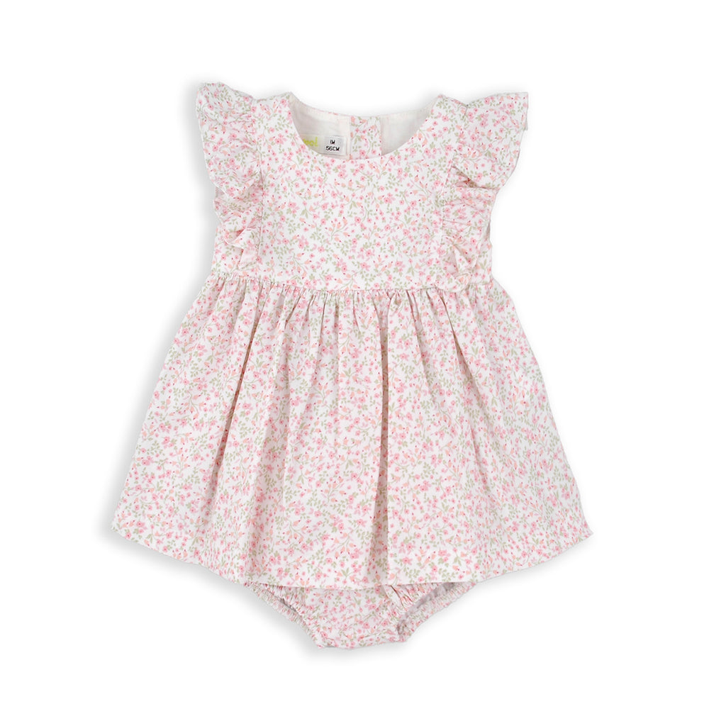 Babybol Pink Floral Dress & Pants Set