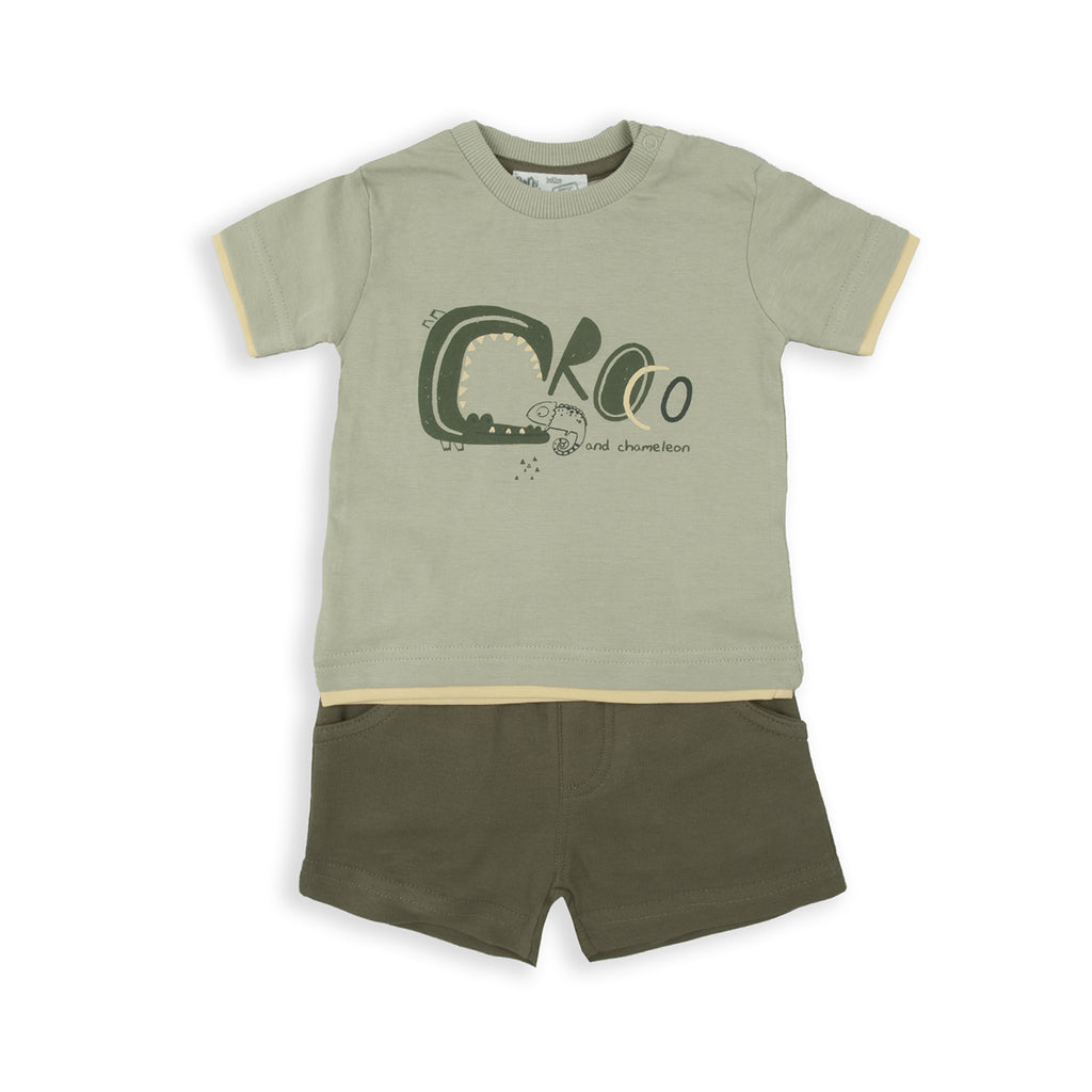 Babybol Crocodile Print Shorts & T-Shirt Set