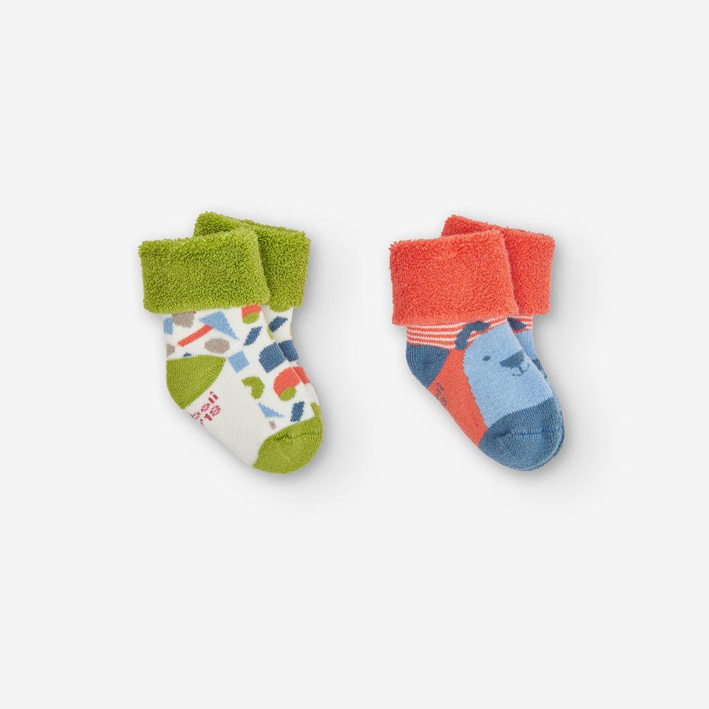 Boboli Coral & Green Socks Set