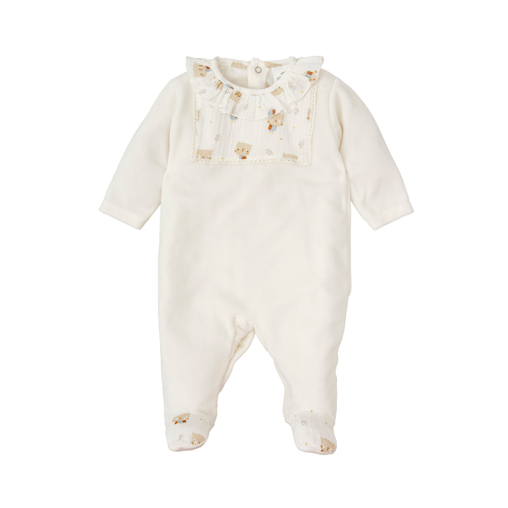 Babidu Beige Owl Print Knit Babygrow