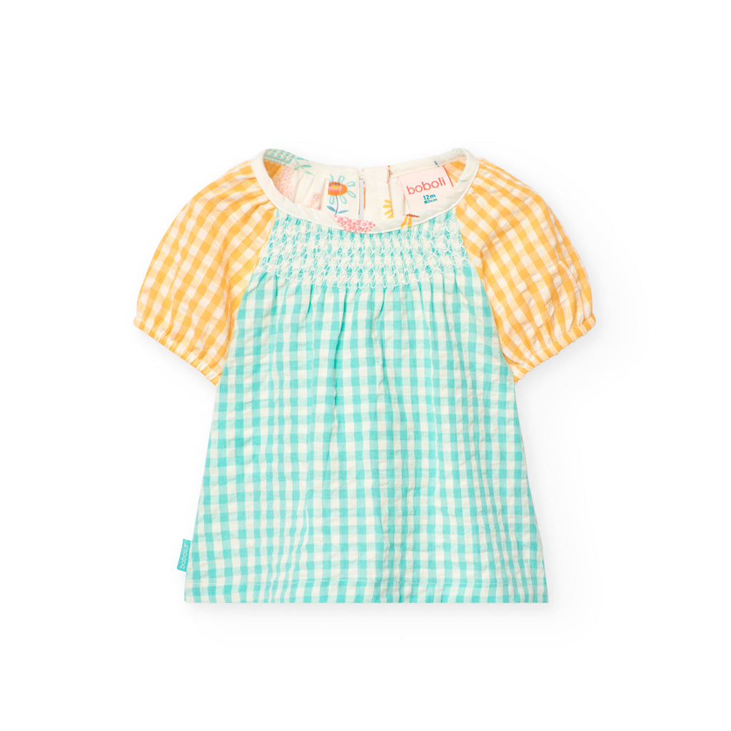 Boboli Poplin Check Blouse