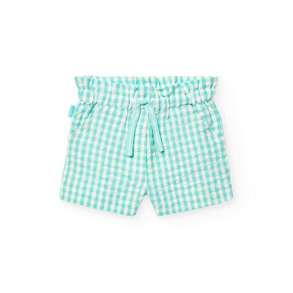 Boboli Turquoise Check Bermuda Shorts