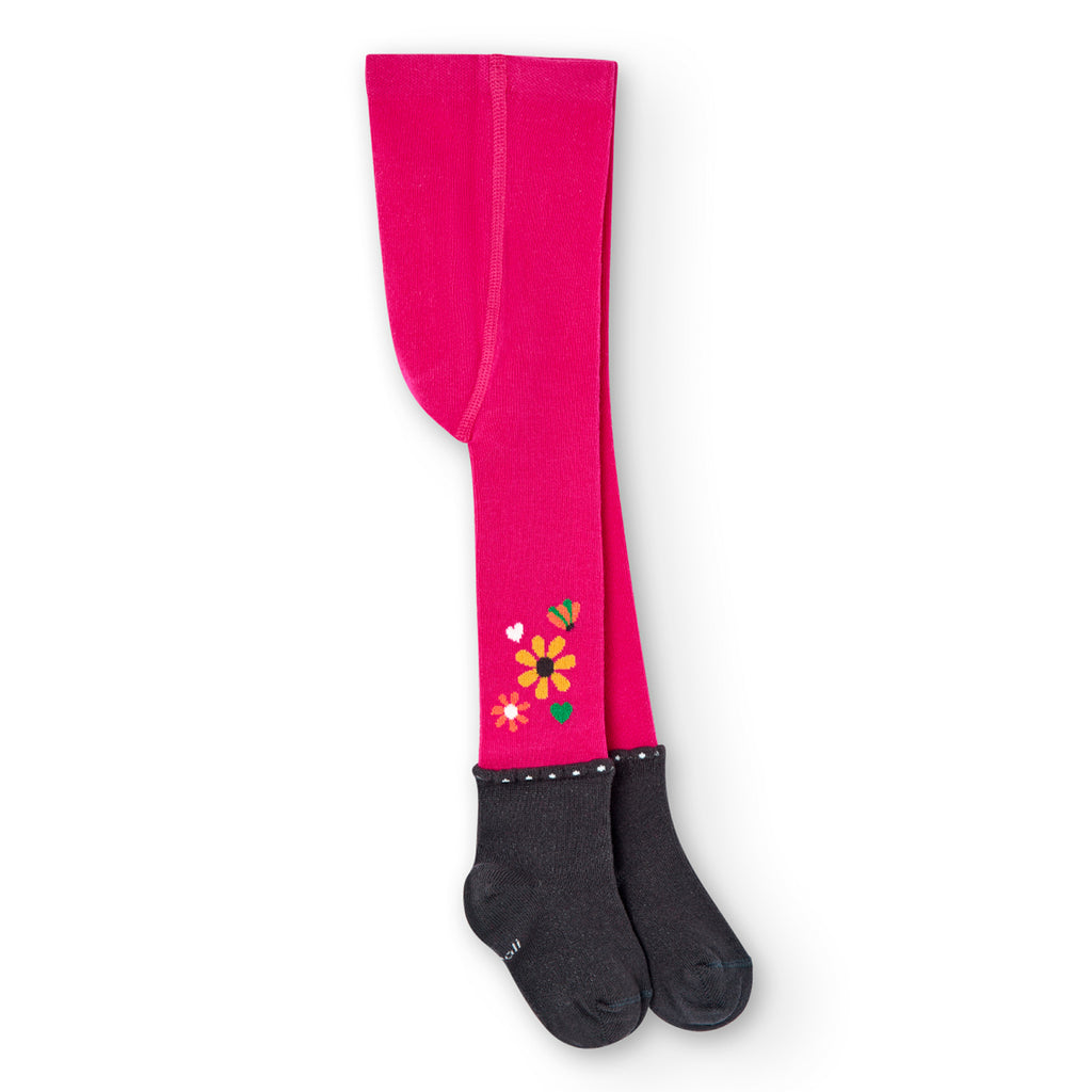 Boboli Pink Floral Detail Tights