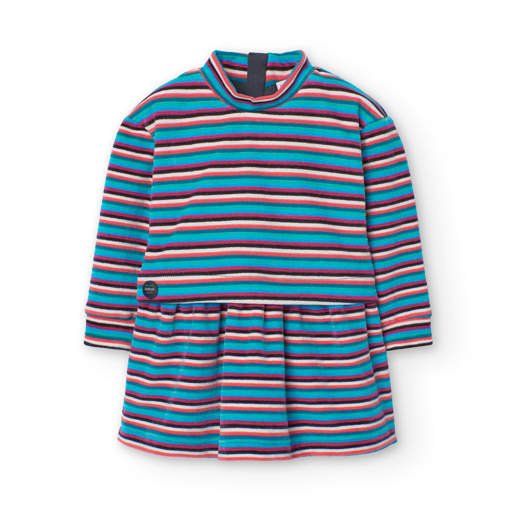 Boboli Velour Stripe Dress