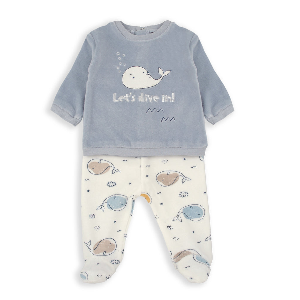 Babybol Velour Whale Print 2 Piece Set