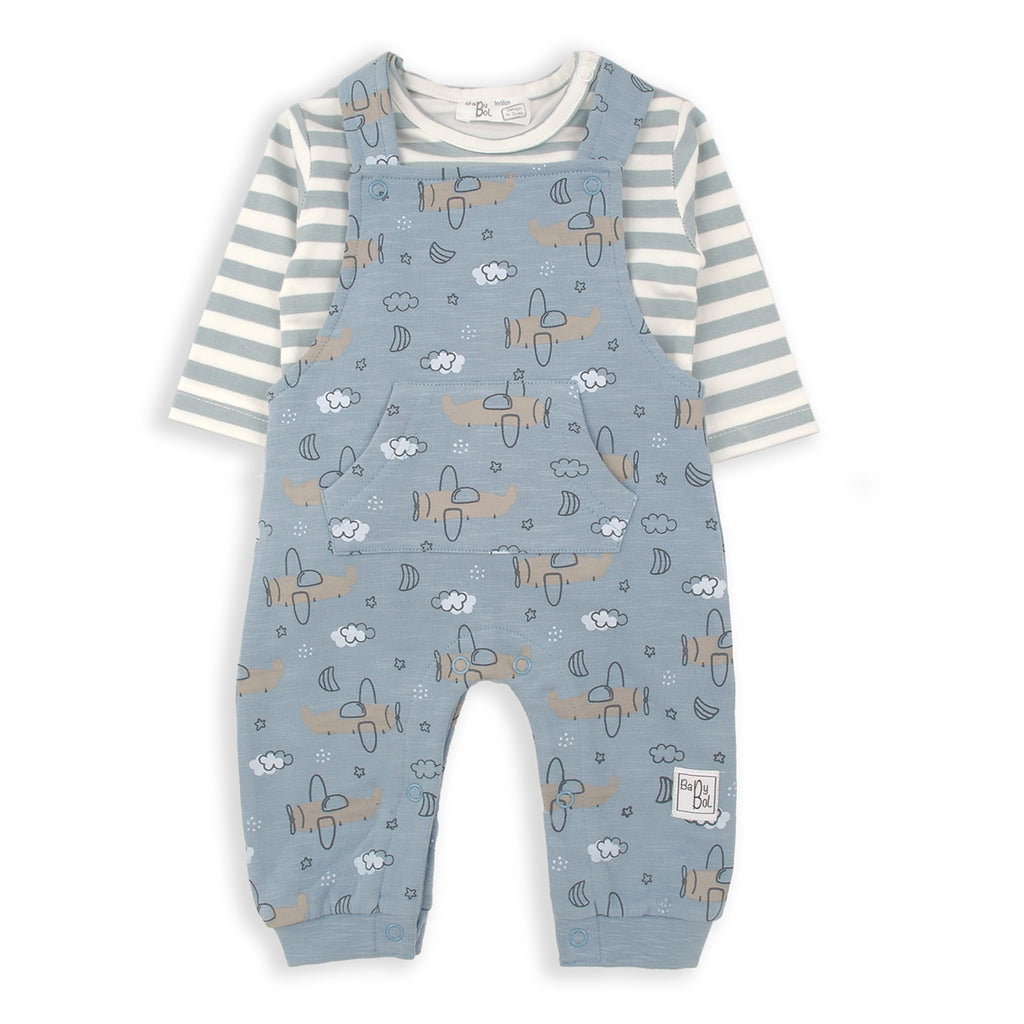 Babybol Plane Print Dungarees Set