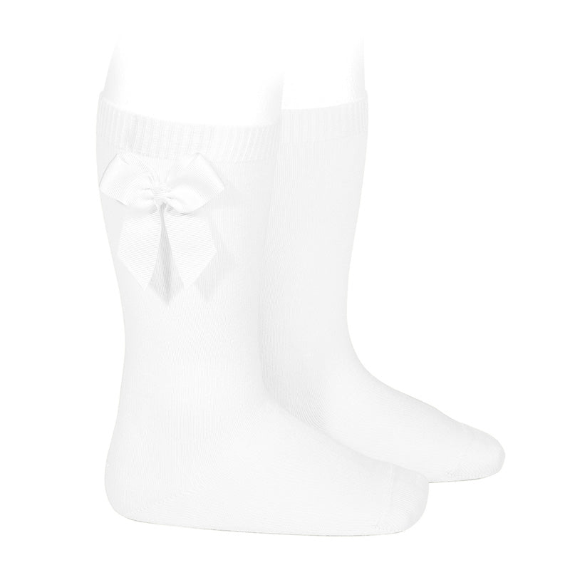 Condor White Knee High Socks with Bow Detail