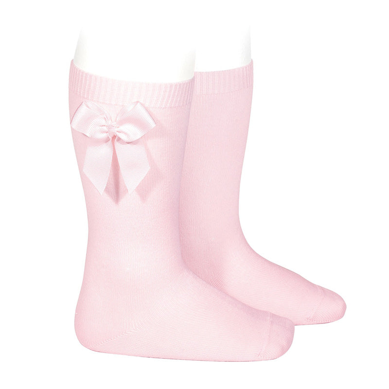 Condor Baby Pink Knee High Socks with Satin Bow