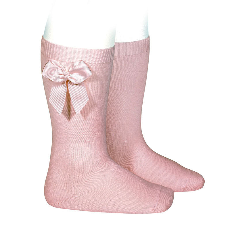 Condor Blush Pink Knee High Socks with Satin Bow