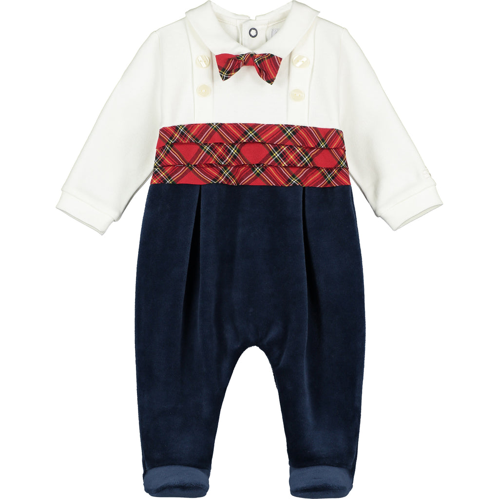 Emile et Rose Navy Tartan Babygrow