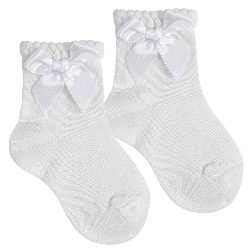 Condor White Ceremony Ankle Socks with Bow Details