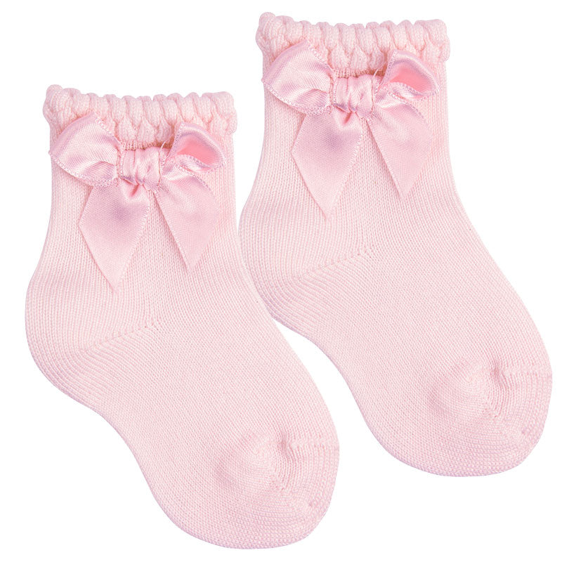 Condor Pink Ceremony Ankle Sock with Bow Detail