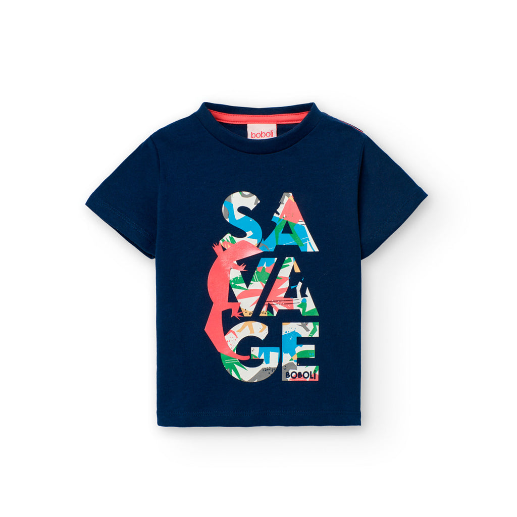 Boboli Navy Savage Print T-Shirt