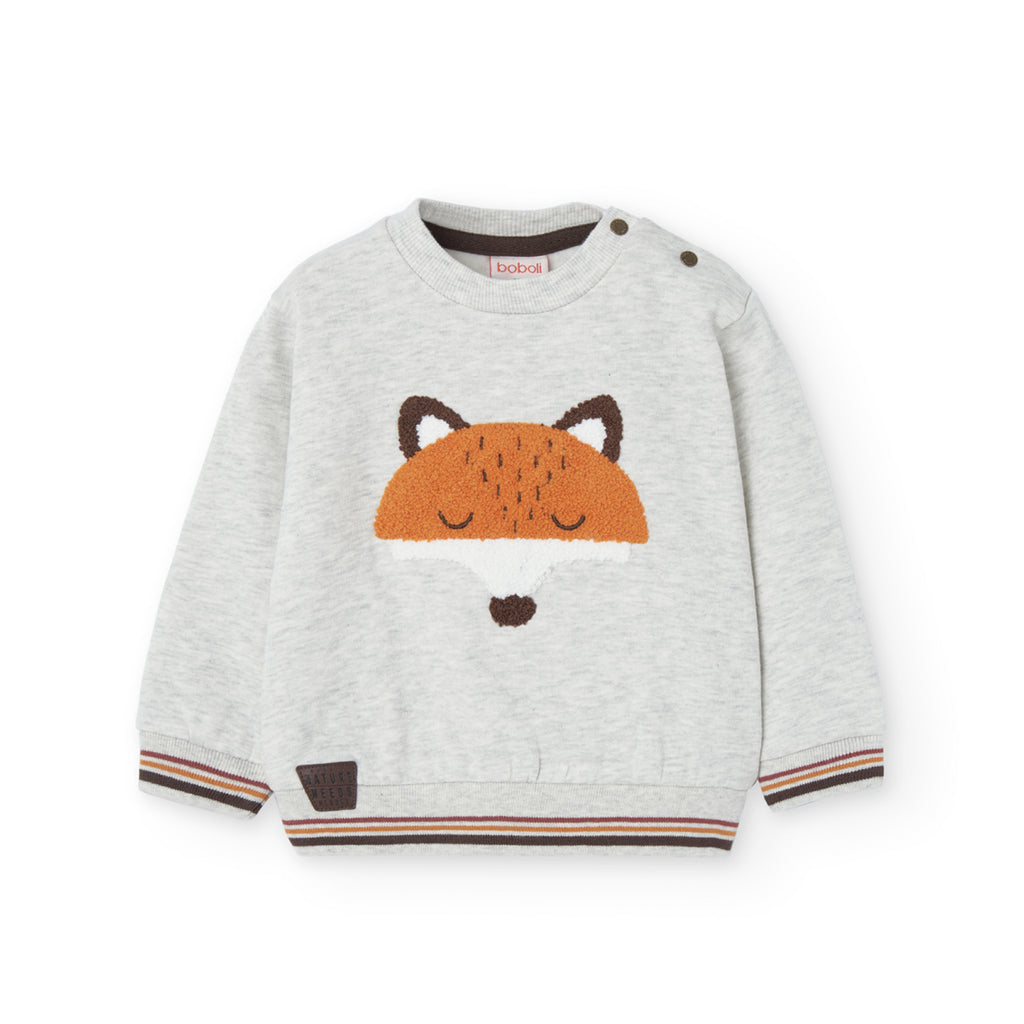 Boboli Grey Fox Print Sweatshirt