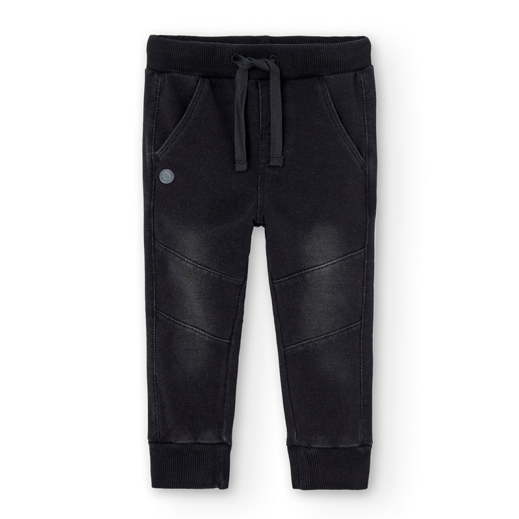 Boboli Black Fleece Denim Trouser