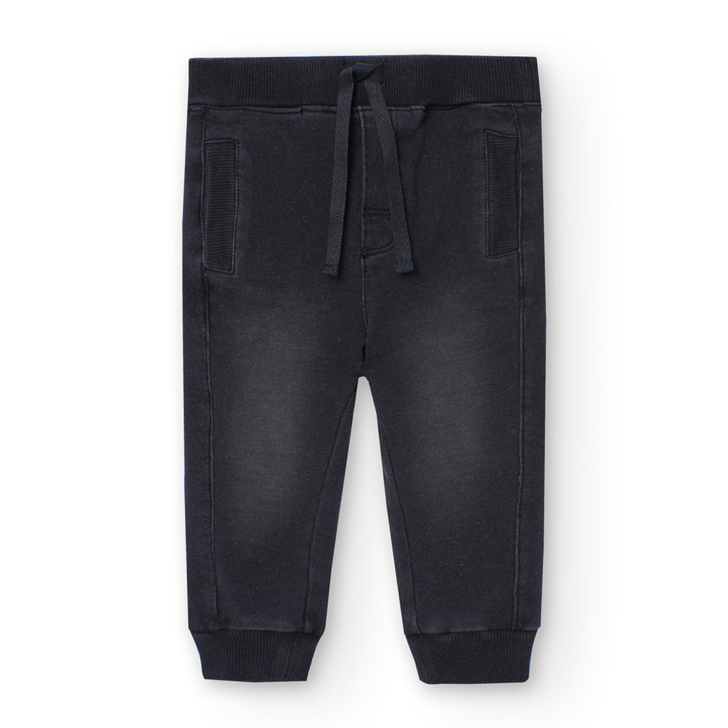 Boboli Black Fleece Denim Trousers