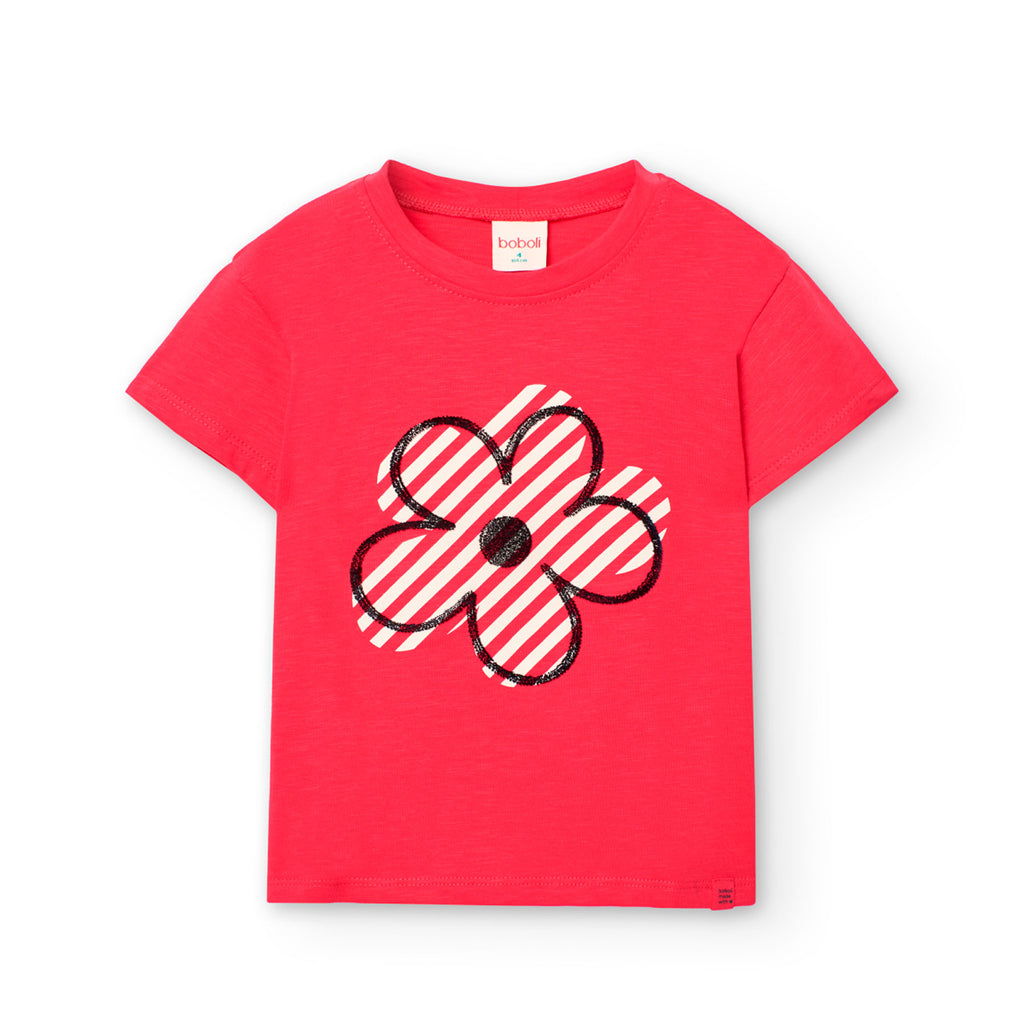 Boboli Floral Stripe T-Shirt