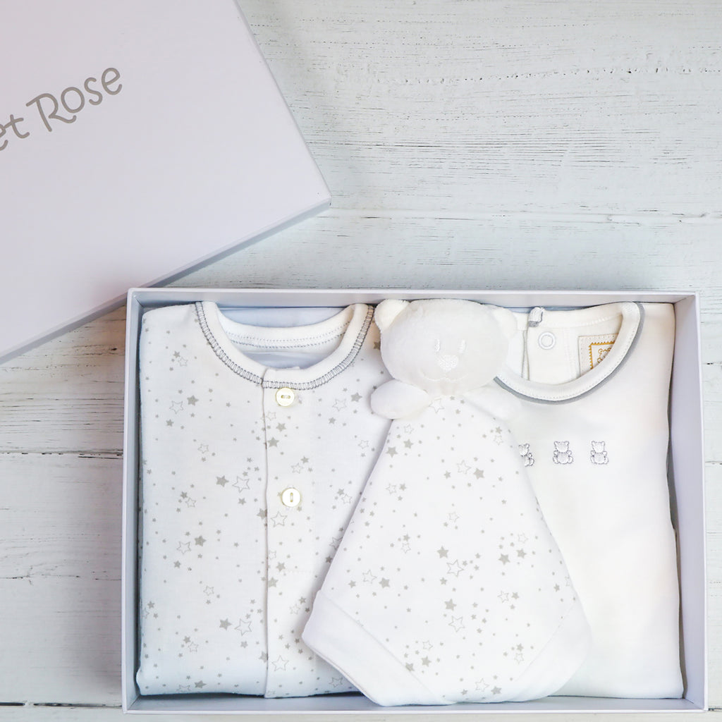 Emile et Rose Babygrow, Vest & Comforter Set