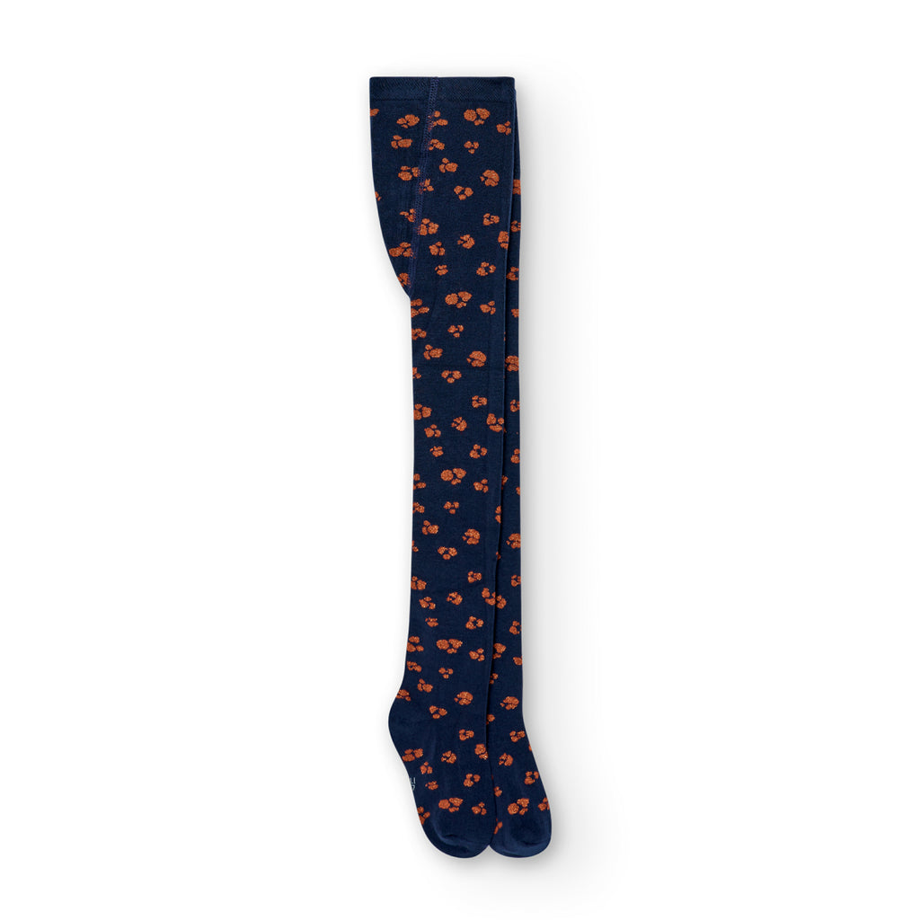 Boboli Navy & Orange Print Tights