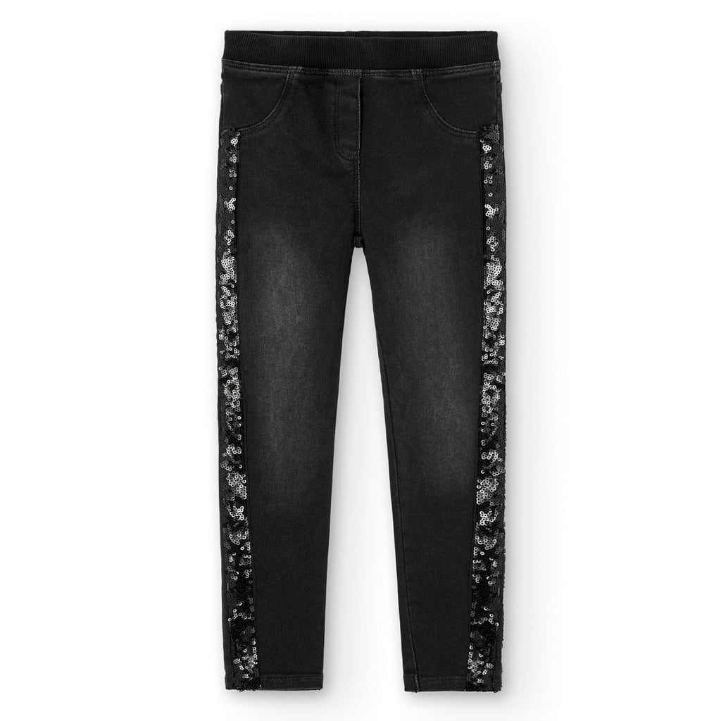 Boboli Black Denim Sequin Jegging