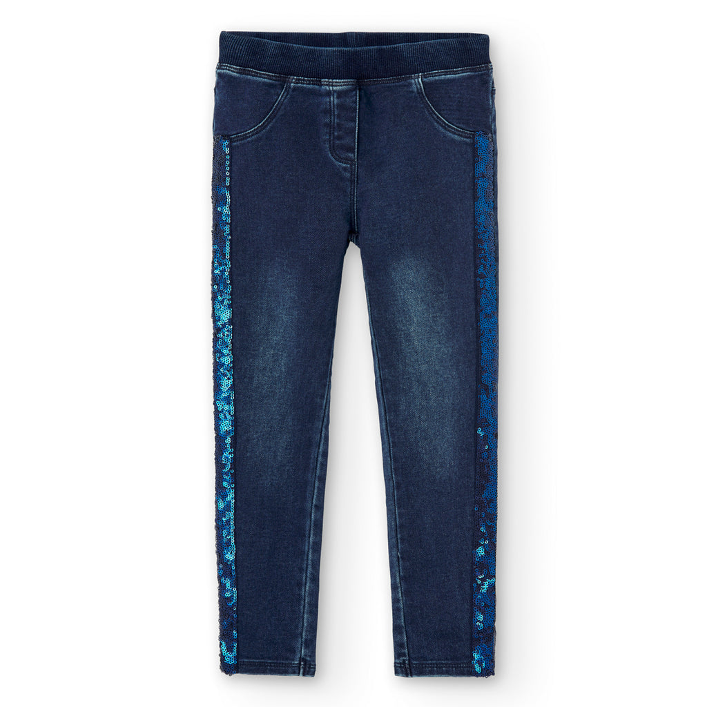 Boboli Denim Jegging with Sequin Detail