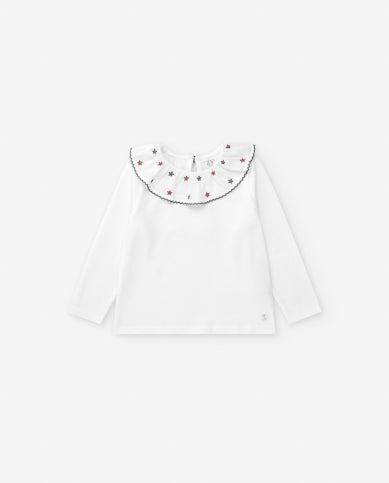 Zippy Floral Print Collar Top