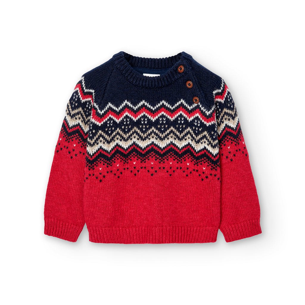 Boboli Red & Navy Knit Jumper