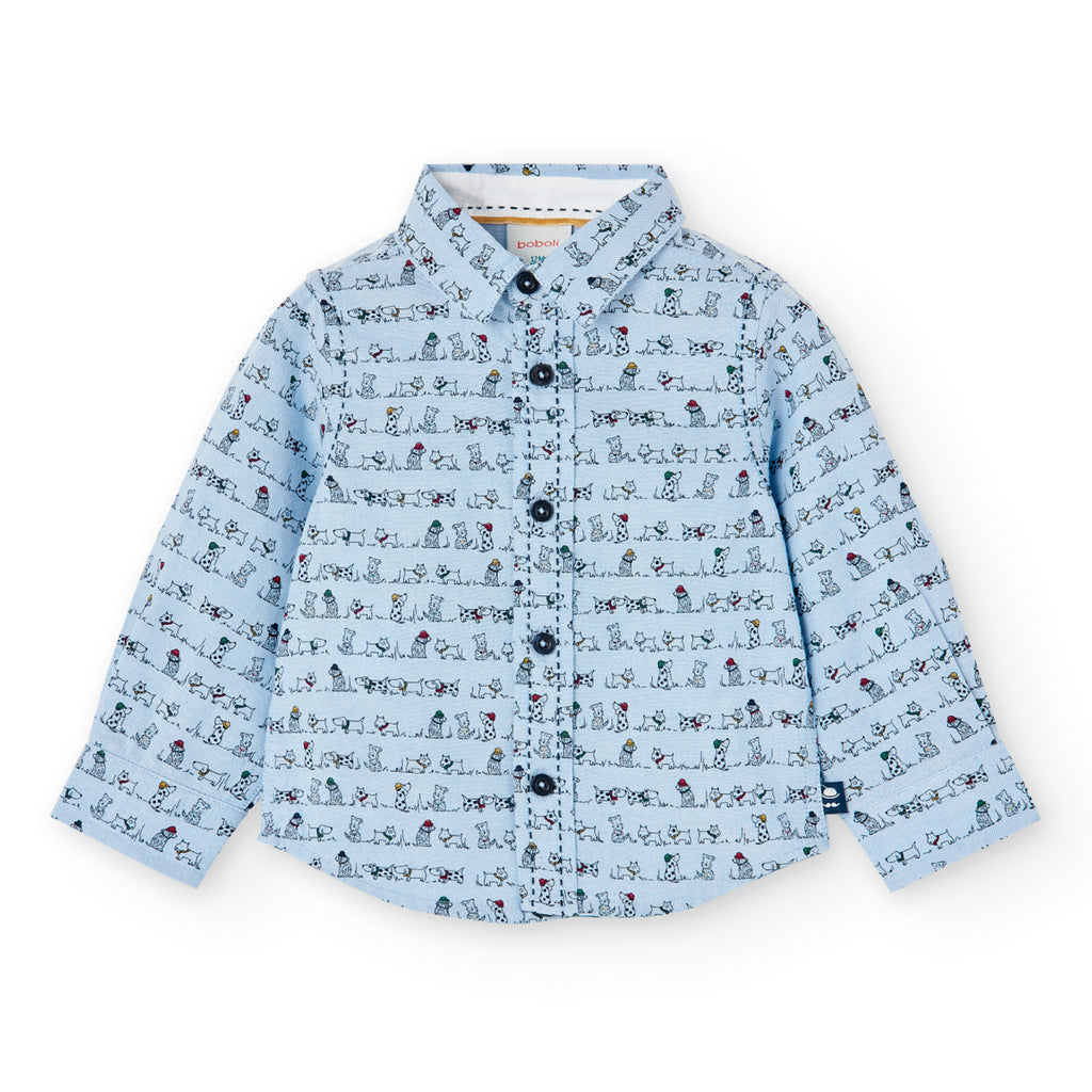 Boboli Puppy Print Oxford Shirt