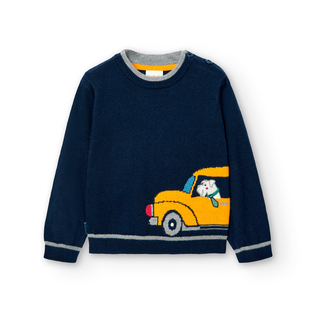 Boboli Puppy & Taxi Navy Knit Jumper