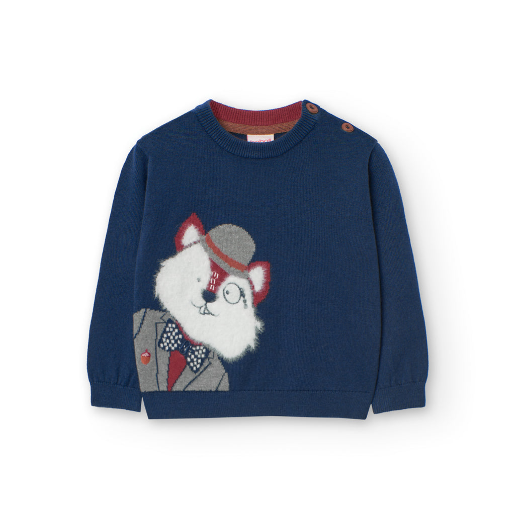 Boboli Navy Fox Knit Jumper