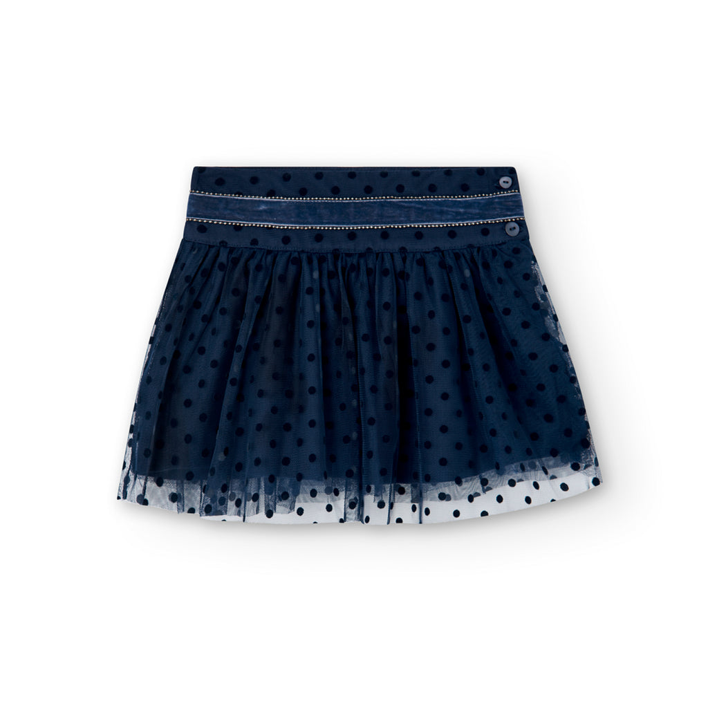 Boboli Navy Polka Dot Tulle Skirt