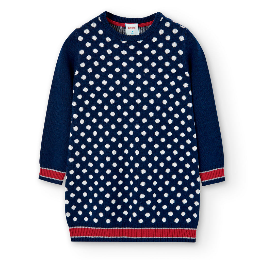 Boboli Navy Polka Dot Dress